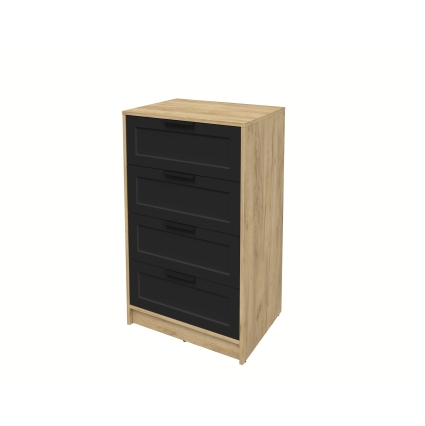 Kомод Тренд КТ-К60 (Дуб золотой ЛДСП/ Черный ЛМДФ) Ш600 В1020 Г451